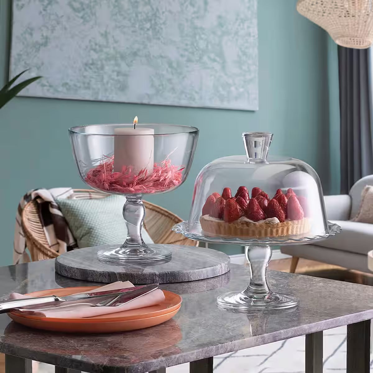 Pasabahce Lagkagefad med Glaslåg – Elegant Opsats i Hærdet Glas (Ø25 cm)