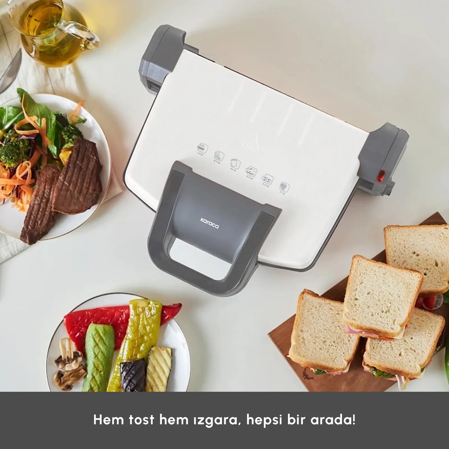 Karaca Swiss Grill- og Toastmaskine – 4 Skiver, 1800 W