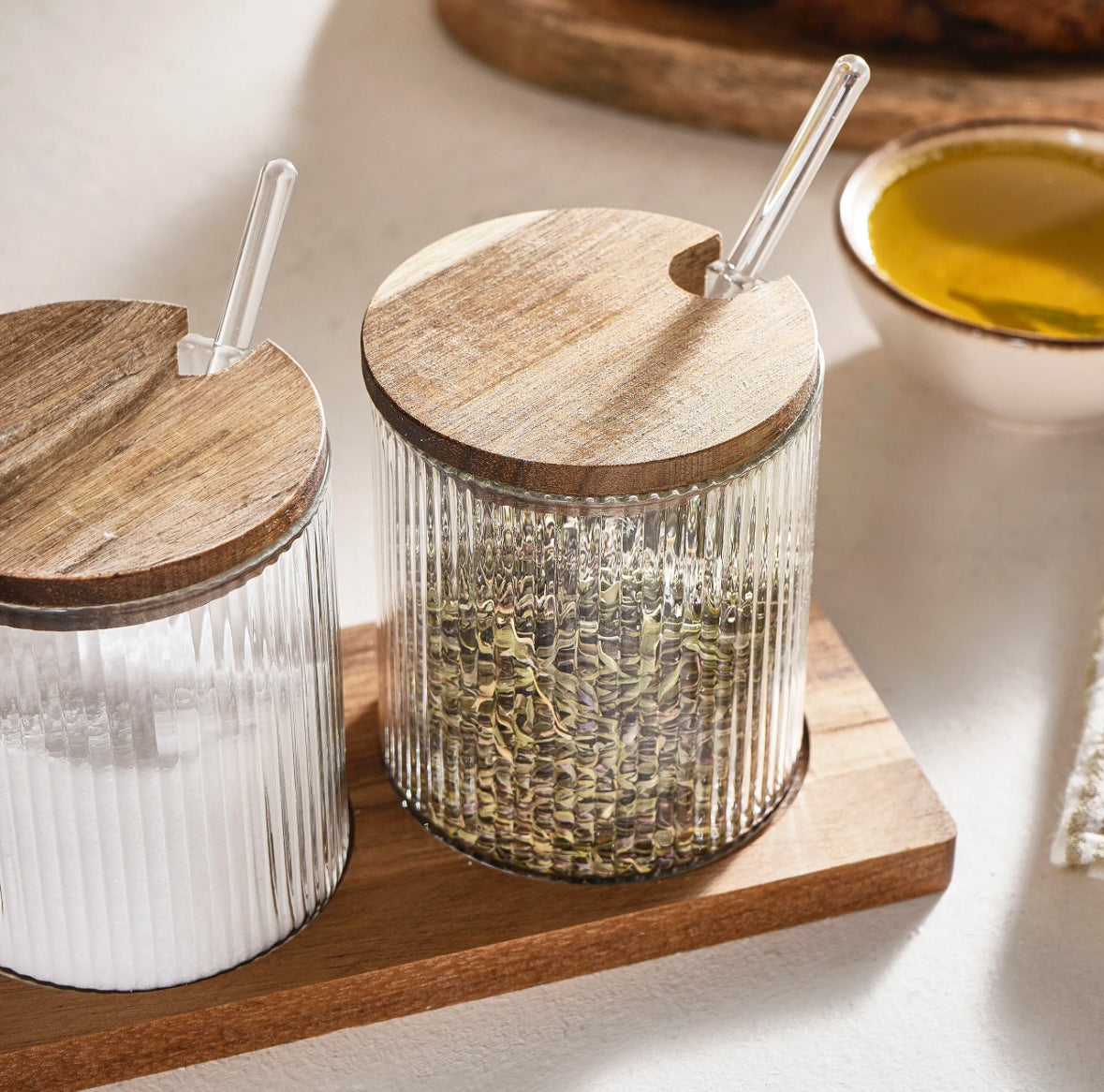 Karaca Mova Akasya 3-delt Glas Kryddersæt med Ske