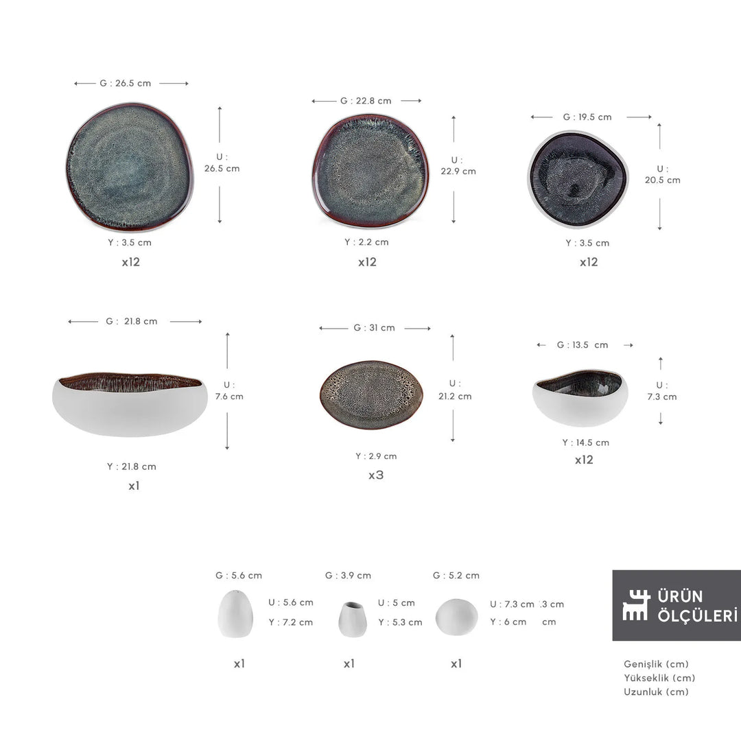 Karaca Earth Collection Galactic 55 Dele – 12 Personers Spisesæt, Hvid