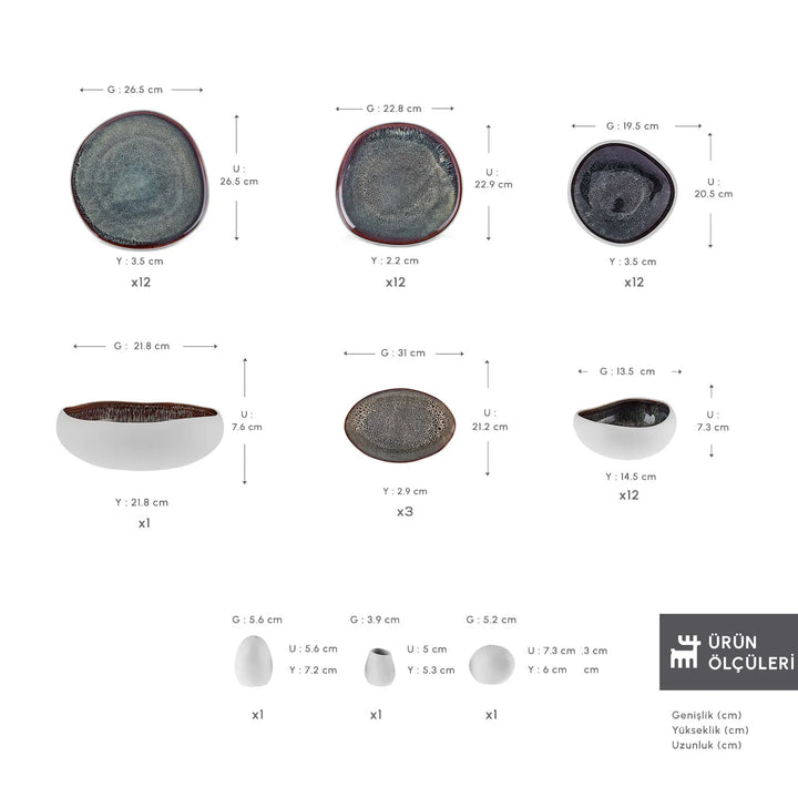 Karaca Earth Collection Galactic 55 Dele – 12 Personers Spisesæt, Hvid