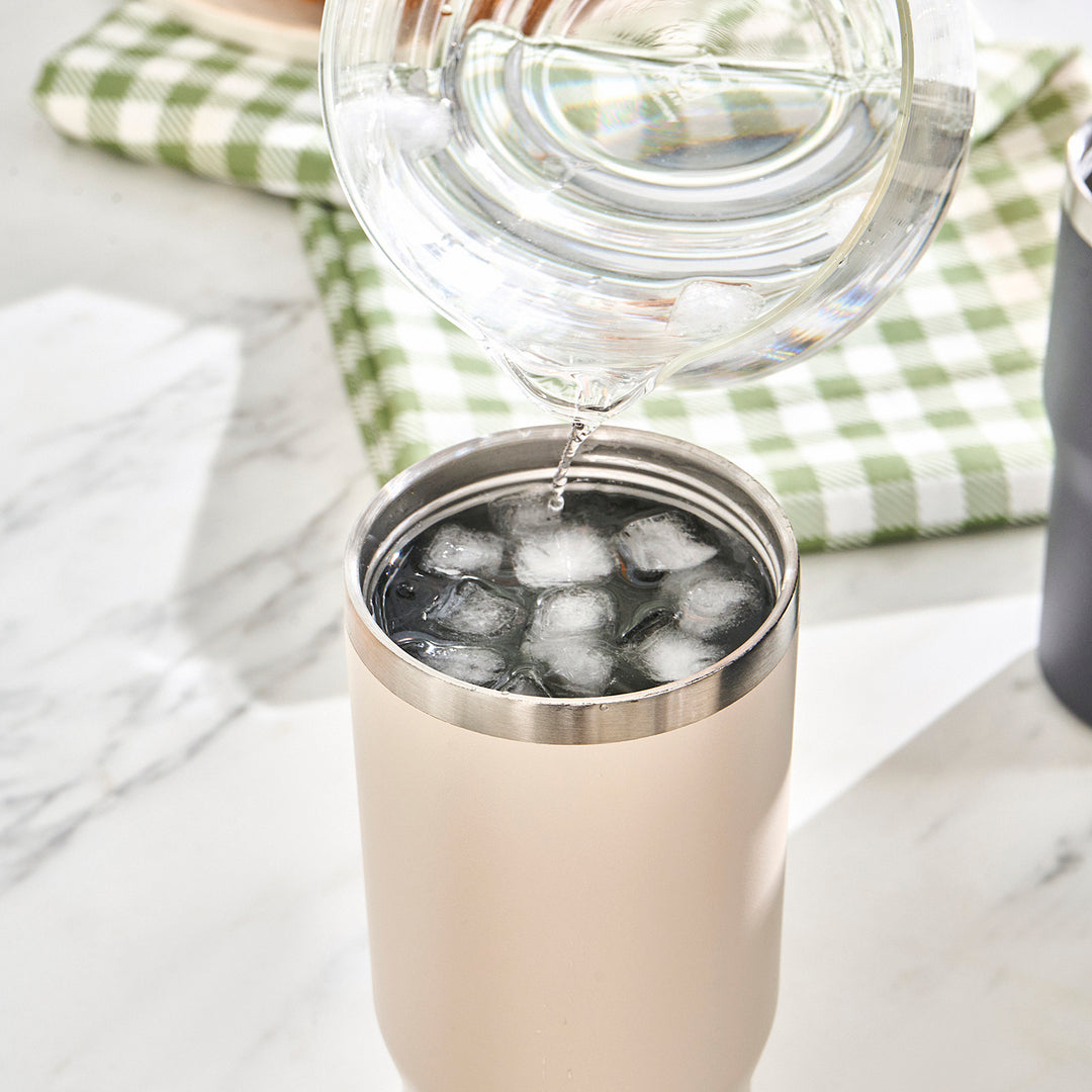 Emsan - Star Ice Termokande med sugerør - 900 ml | cremefarvet