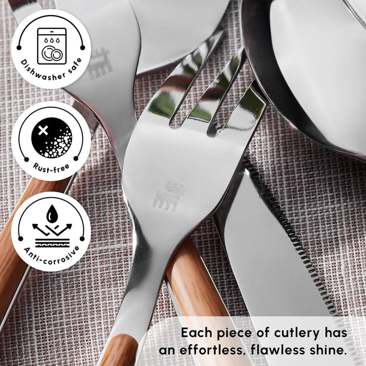 Karaca Melia 24-delt bestiksæt – 18/10 rustfrit stål, sølv/brun 6 personers