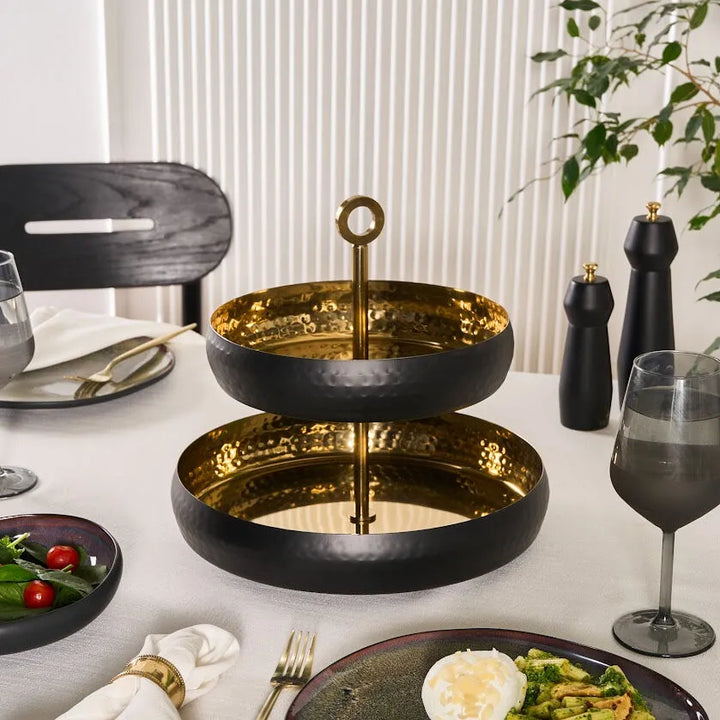 Karaca Arven 2-etagers Dekorativ Serveringsfad – 26 × 32 cm