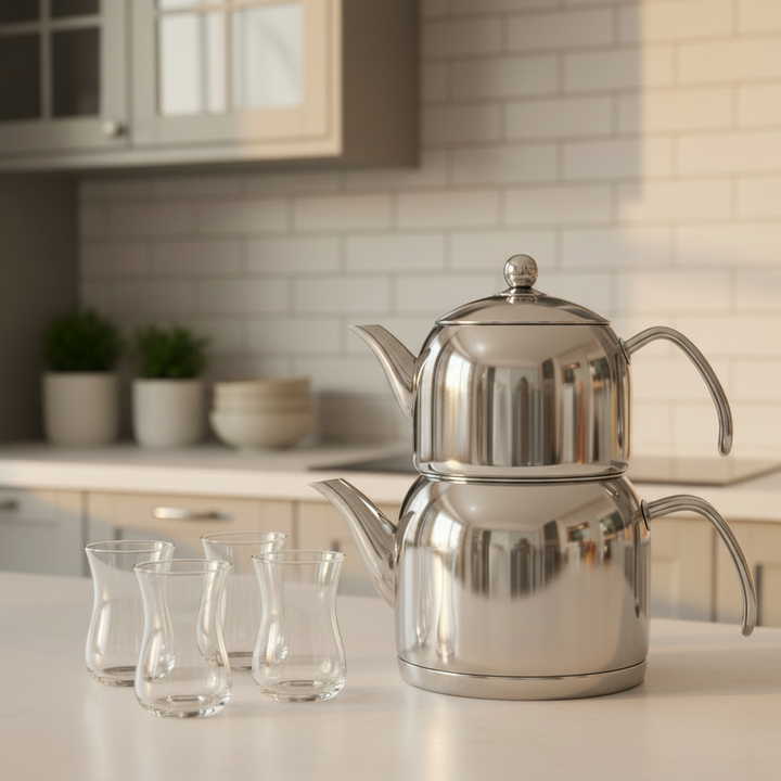 Almina Liya Large Tekandesæt 1,5 Liter / 3 Liter - Rustfrit stål - Induktion