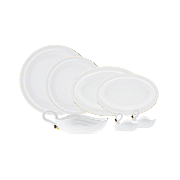Karaca Streamline Swan Porcelæn Spisestel 22 dele 6 personer