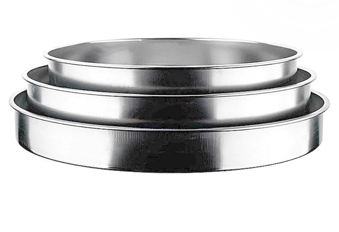 IMEX Rustfri Stål Rund Bagebakke – Sæt af 3 (28/32/36 cm)