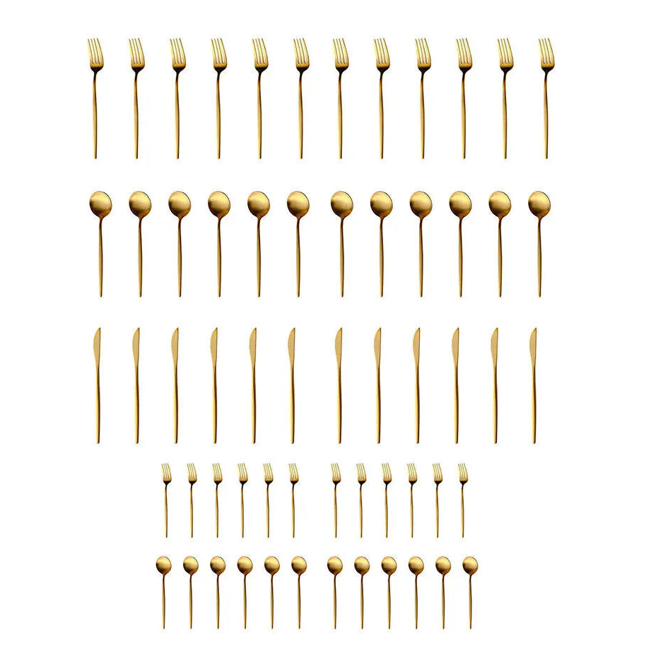 Karaca Orion Mat Gold 60-delt bestiksæt – 18/10 rustfrit stål 12 Personers
