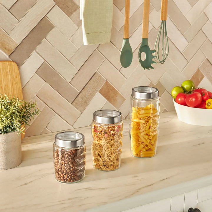 Karaca Sunset Opbevaringsbokse i Glas – 3 dele (Klar)