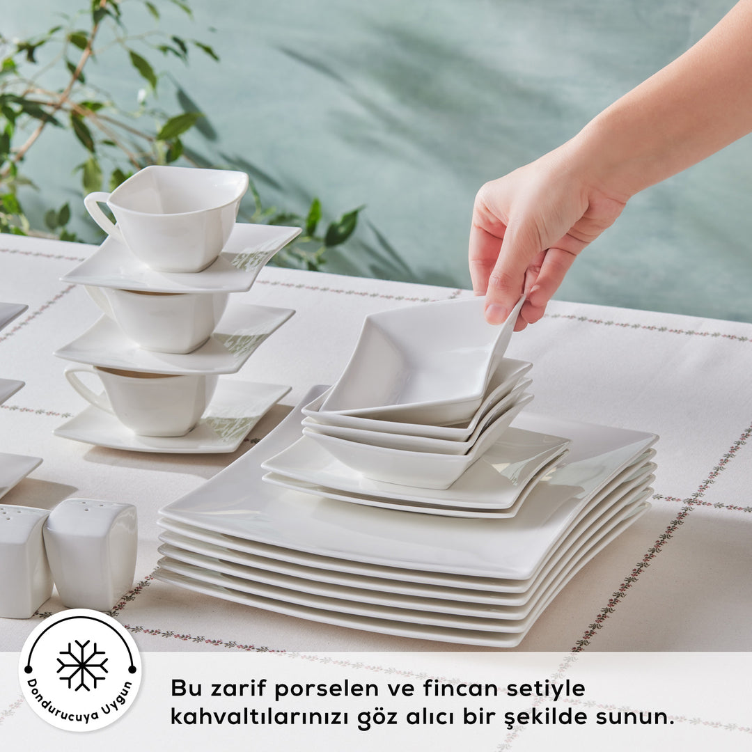 Karaca Perfect White Morgenmads Porcelænssæt - 32 dele 6 personer