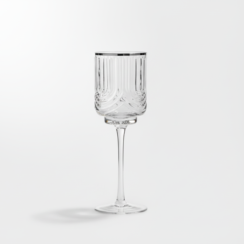 Karaca Gleam Cocktailglassæt m/Sølvkant 6 stk. - 350 ml