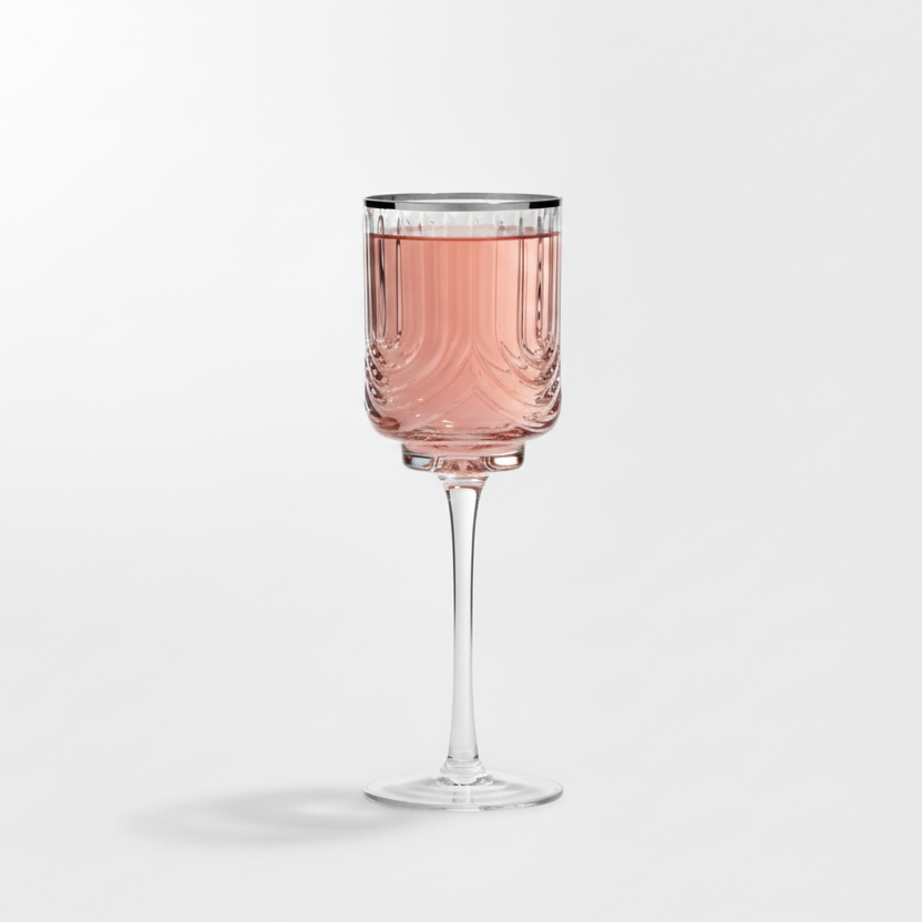 Karaca Gleam Cocktailglassæt m/Sølvkant 6 stk. - 350 ml