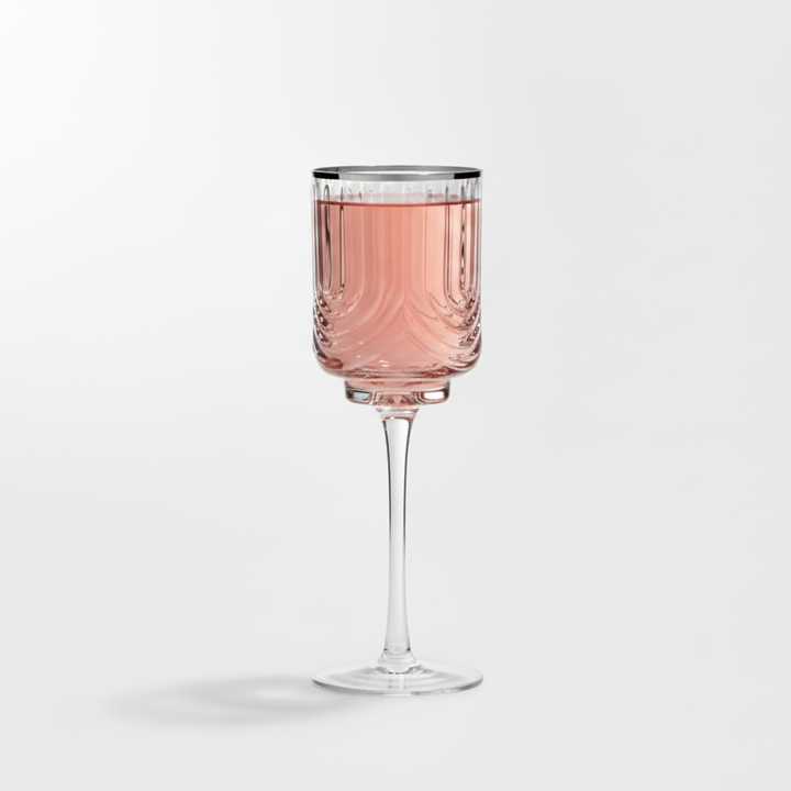 Karaca Gleam Cocktailglassæt m/Sølvkant 6 stk. - 350 ml