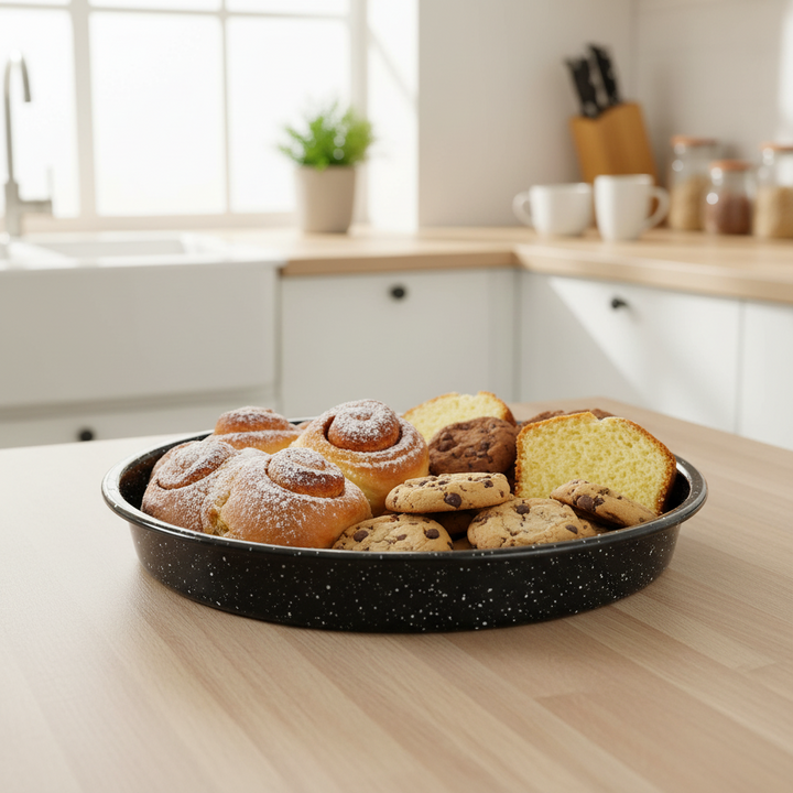 Menzir Ovnfast Emaljebakke 32 cm – Sort Højglans (Model 6963)