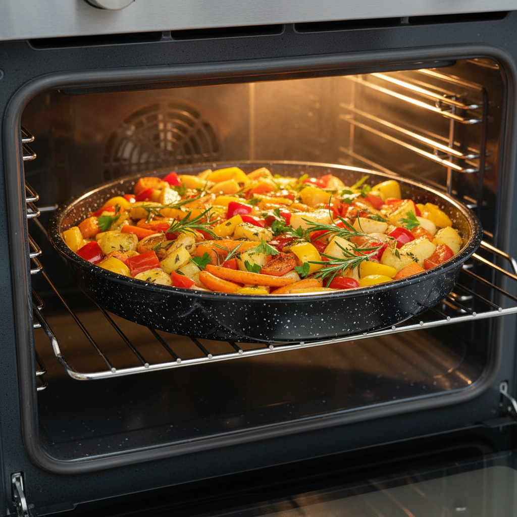 Menzir Ovnfast Emaljebakke 32 cm – Sort Højglans (Model 6963)