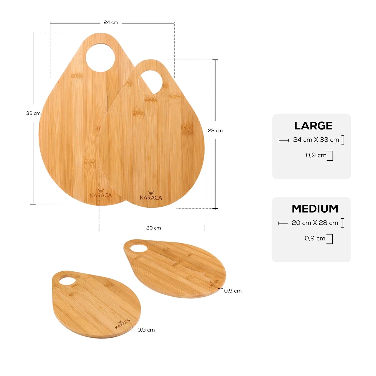 Karaca Damla Bambus Skærebræt – 2 Stk