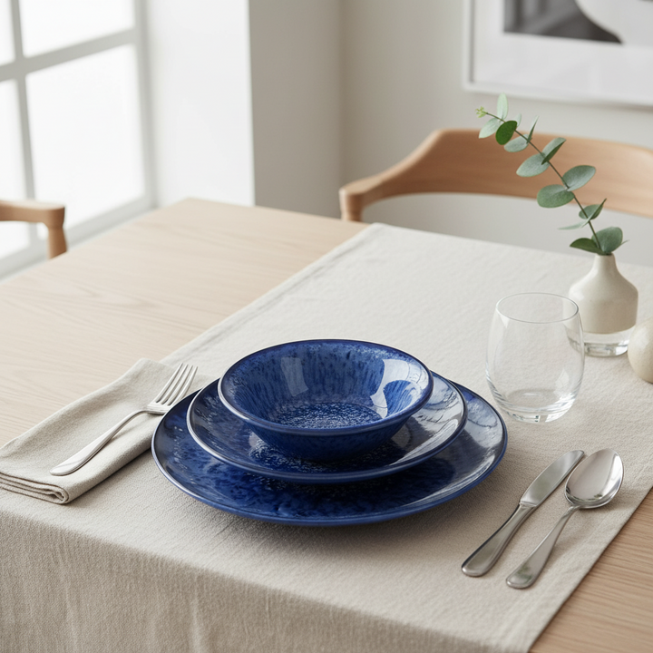 Kutahya Porcelænssæt 24 dele 6 pers. - Marmorblå