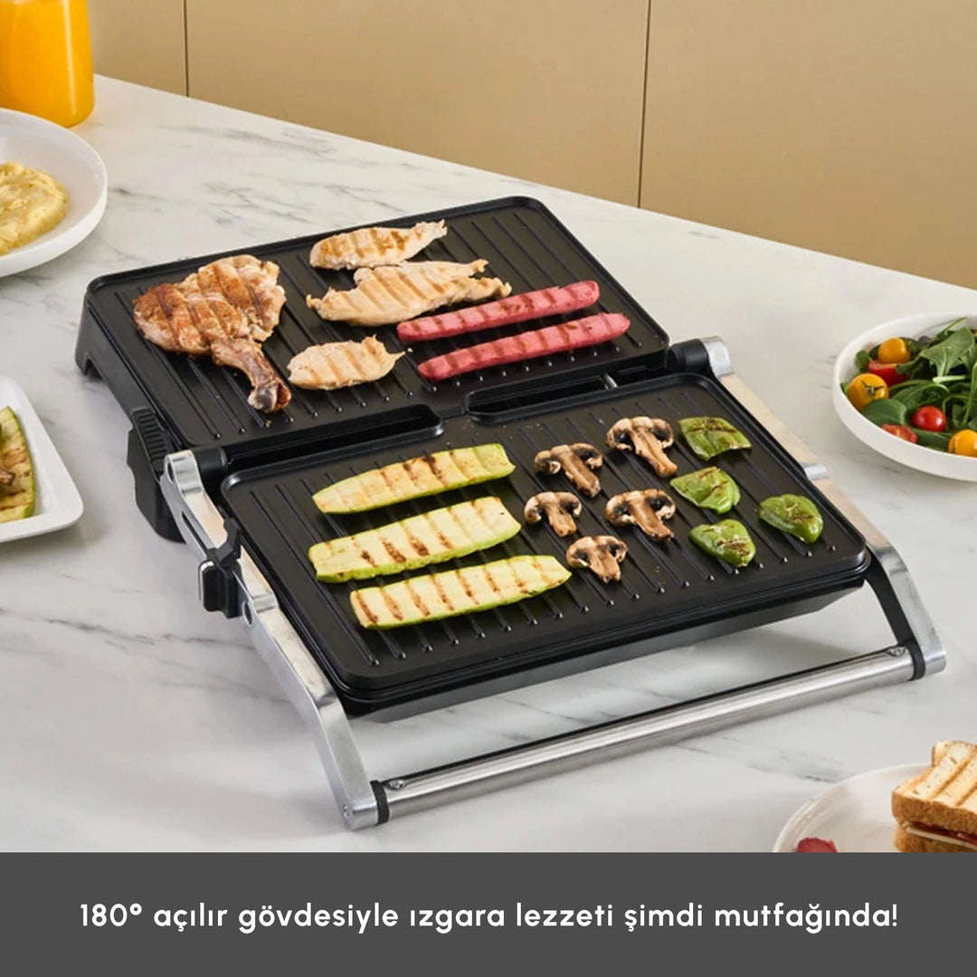 Emsan - Toastmate Grill &amp; Toastmaskine – 6 Skiver | Inox | 2000W
