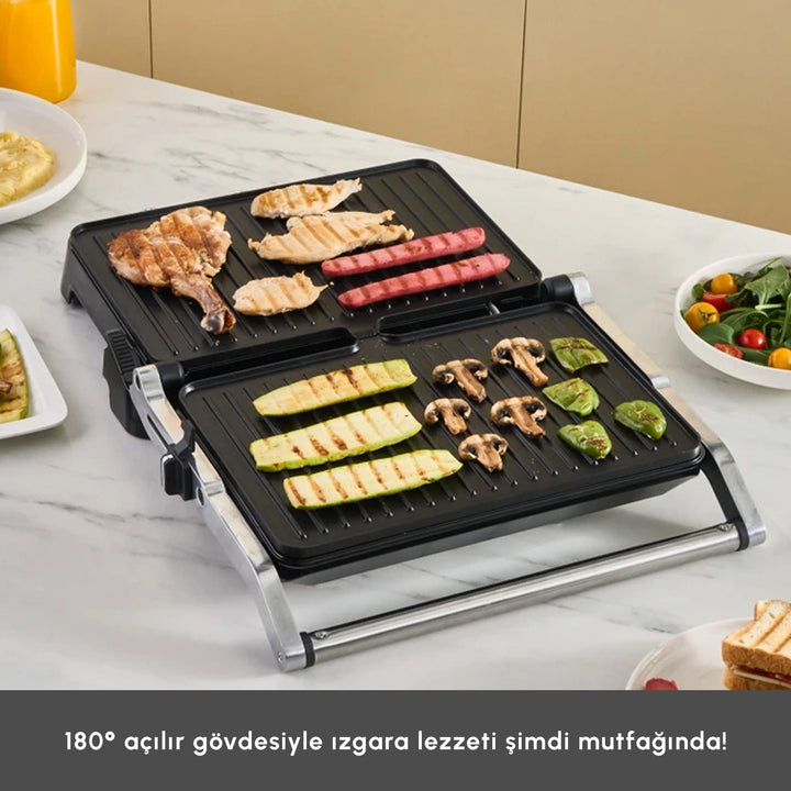 Emsan - Toastmate Grill &amp; Toastmaskine – 6 Skiver | Inox | 2000W