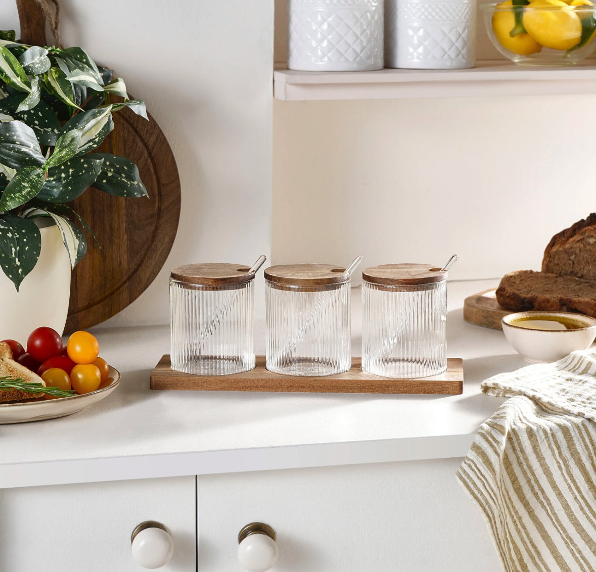 Karaca Mova Akasya 3-delt Glas Kryddersæt med Ske