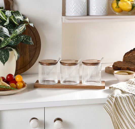 Karaca Mova Akasya 3-delt Glas Kryddersæt med Ske