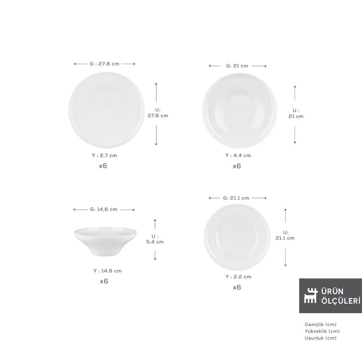 Karaca Stream Bone Selene 24 Dele Middagssæt til 6 personer