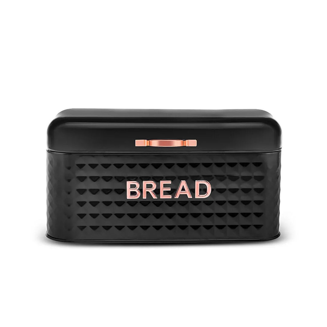 Karaca Elmas XL Brødkasse Sæt – Sort Diamant-design inkl. 3 Opbevaringskrukker