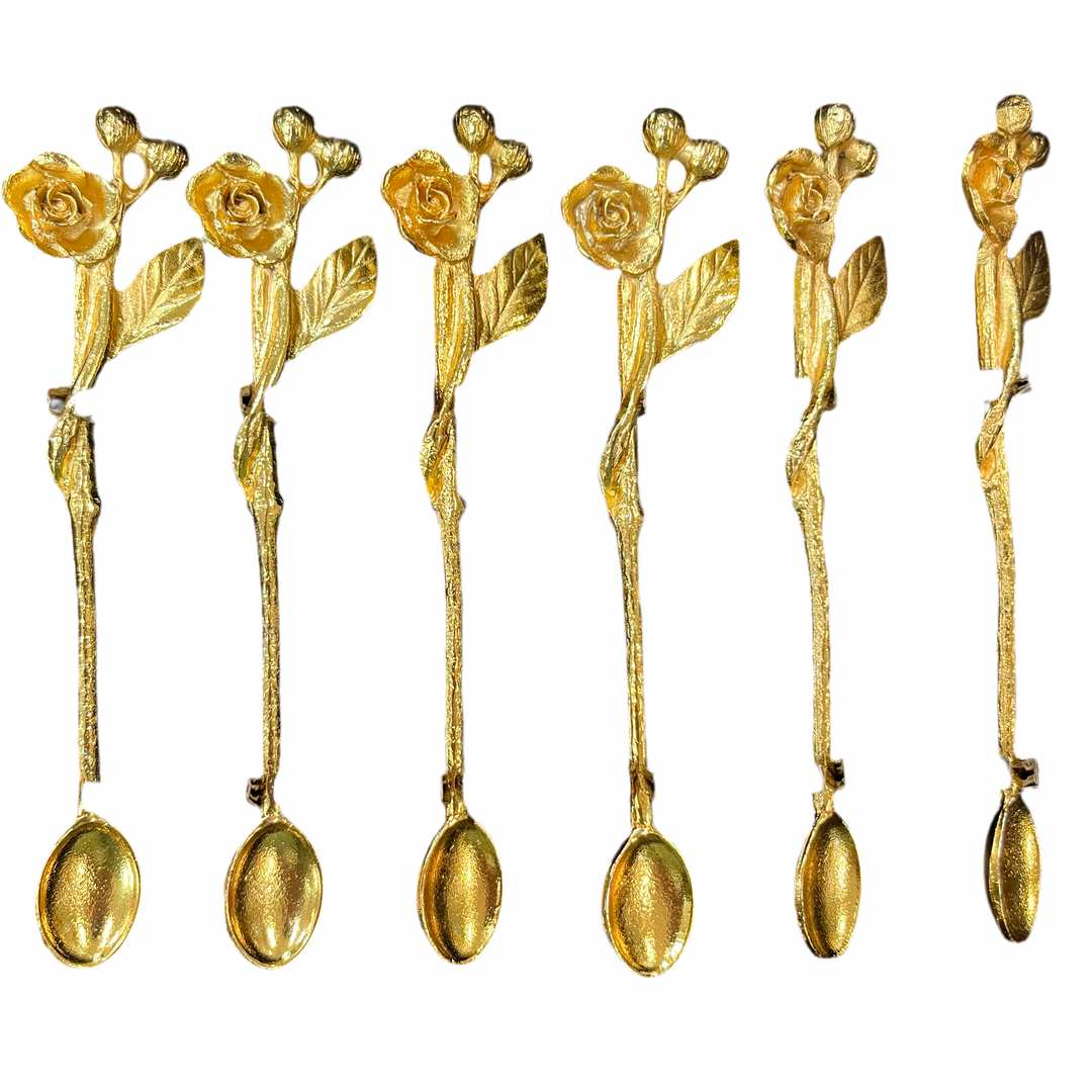 Blomstret Guld Teskesæt 6 stk. - Interlife