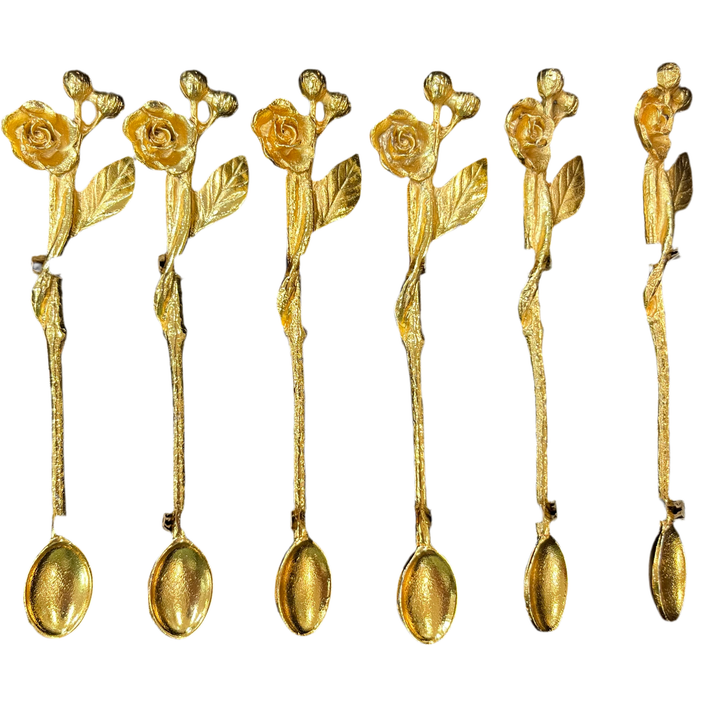 Blomstret Guld Teskesæt 6 stk. - Interlife
