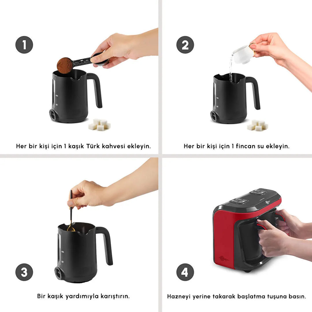 Karaca Hatır Hüp Duet Flavour – Dobbelt Tyrkisk Kaffemaskine (10 Kopper) – Rød