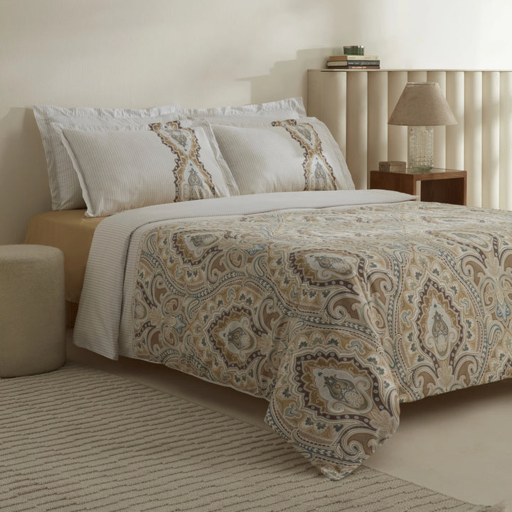 Karaca Home Lemy 100 % bomuld dobbeltdyne-sengesæt – Beige