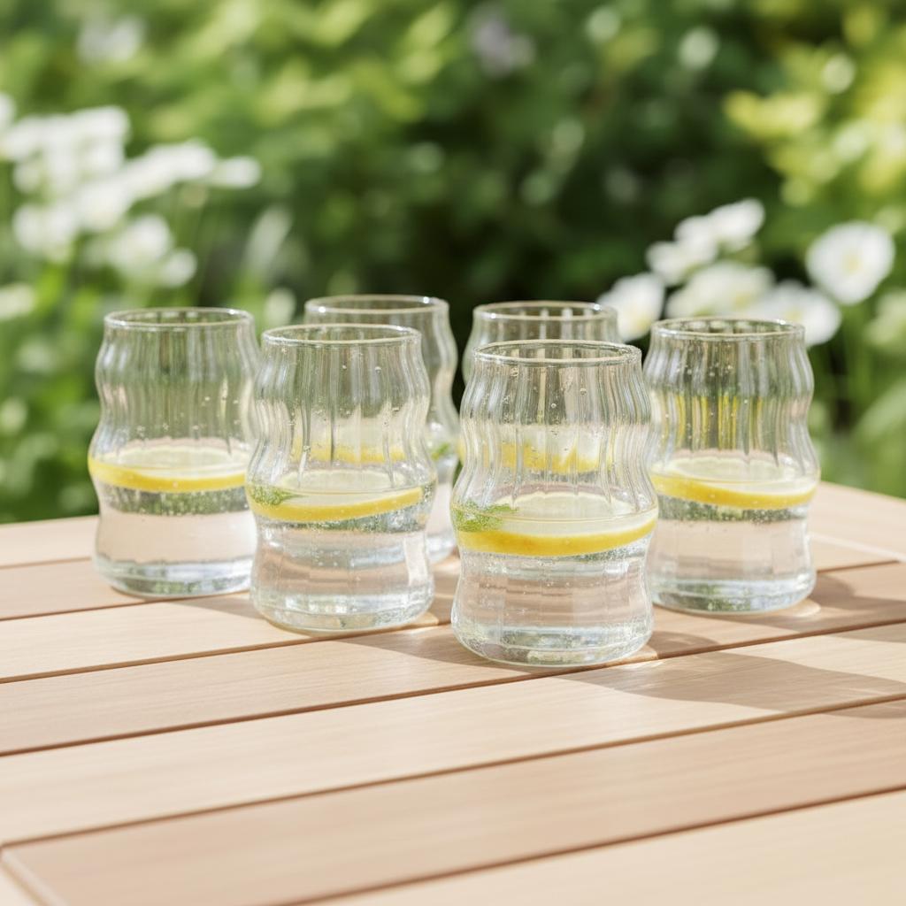 Diamonds - Rillet Drikkeglassæt - 500 ml. | Glas | Transparent | 6 stk.