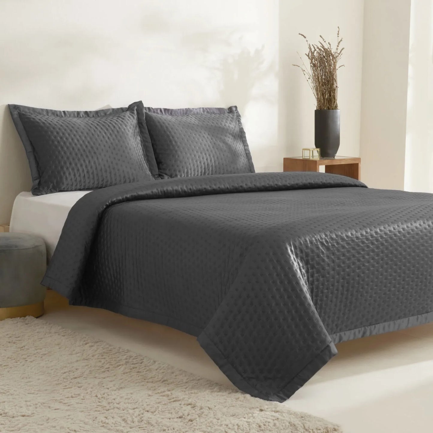 Karaca Home Alice – Dobbeltseng Sengetæppesæt 240x250 cm, Antracit