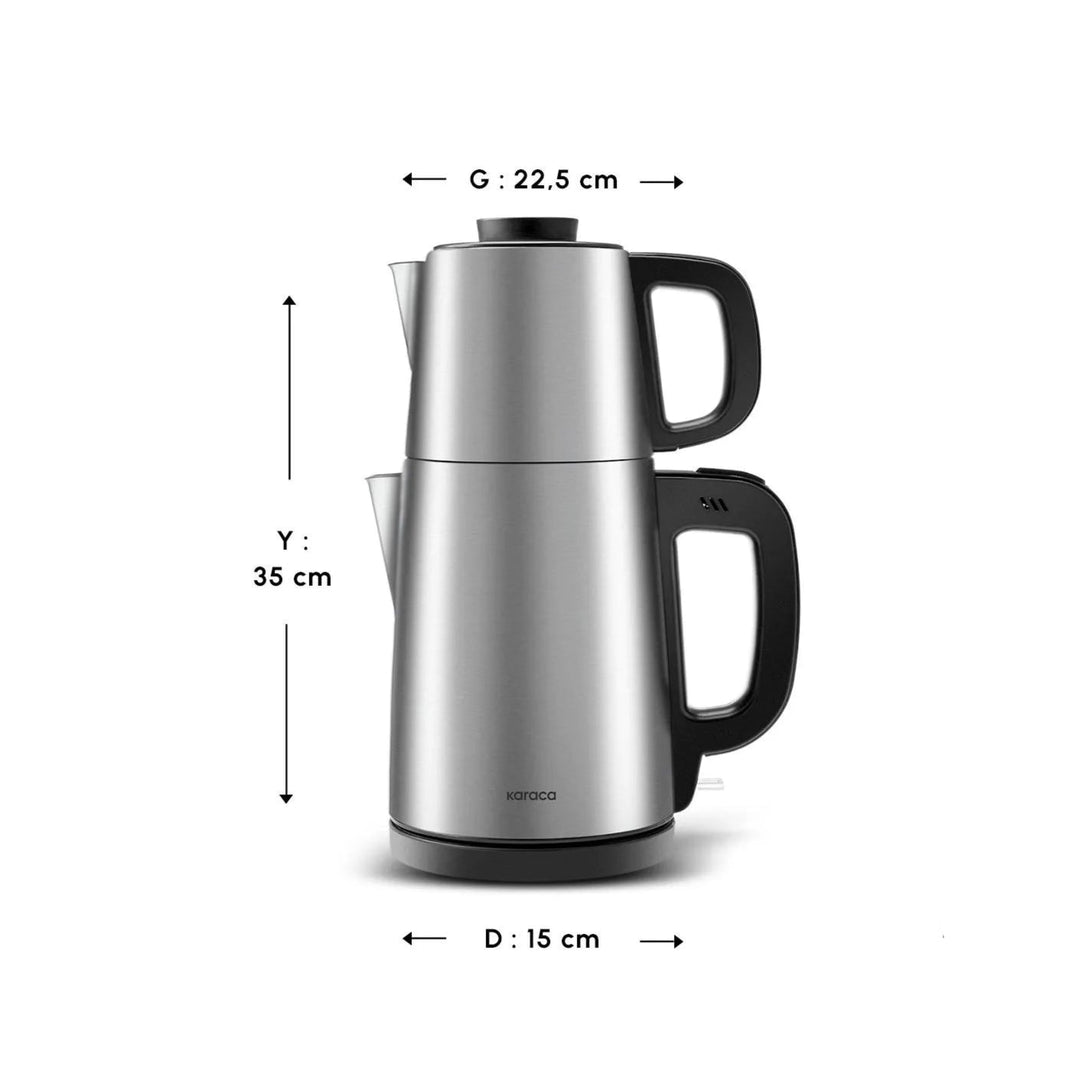 Karaca Tea Break 2 i 1 Elkedel & Tekoger, Rustfrit Stål – Inox Sort