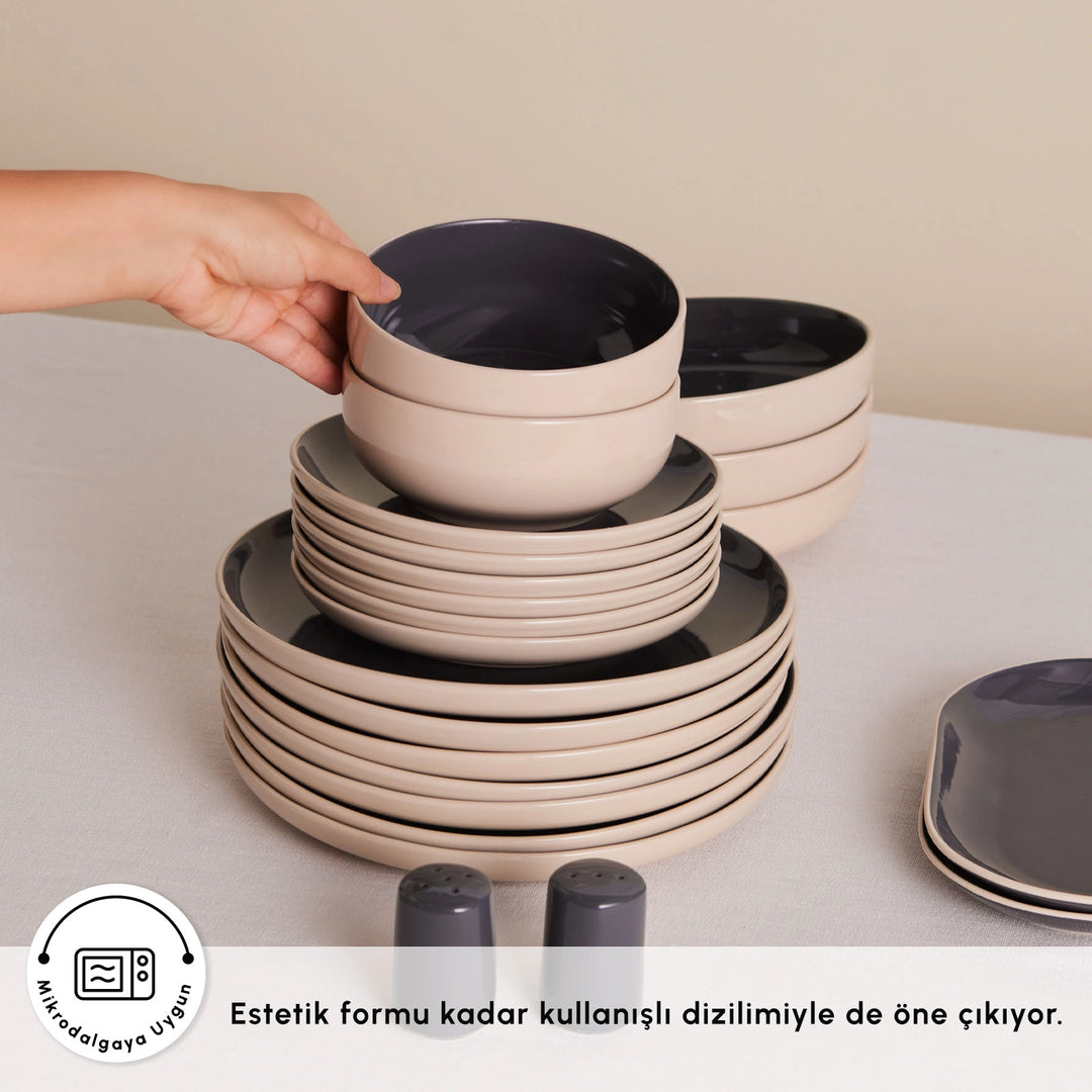 Karaca Earth Collection Terra 36 Dele – Spisesæt til 8 Personer, Antracit