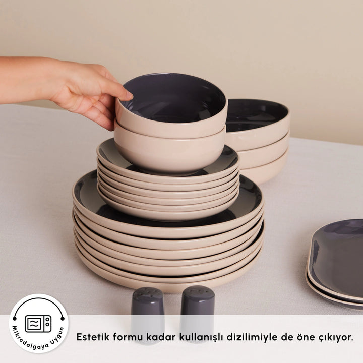 Karaca Earth Collection Terra 36 Dele – Spisesæt til 8 Personer, Antracit