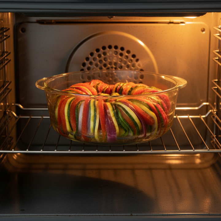 Borcam Rund Glas Ovnform m/Låg 2200 ml - Sort