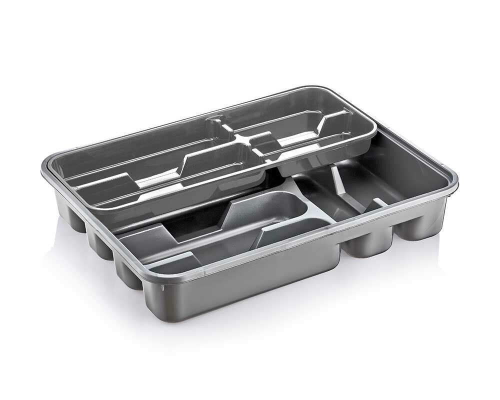 Michelino Dobbelt bestikindsats i grå – rummelig og praktisk