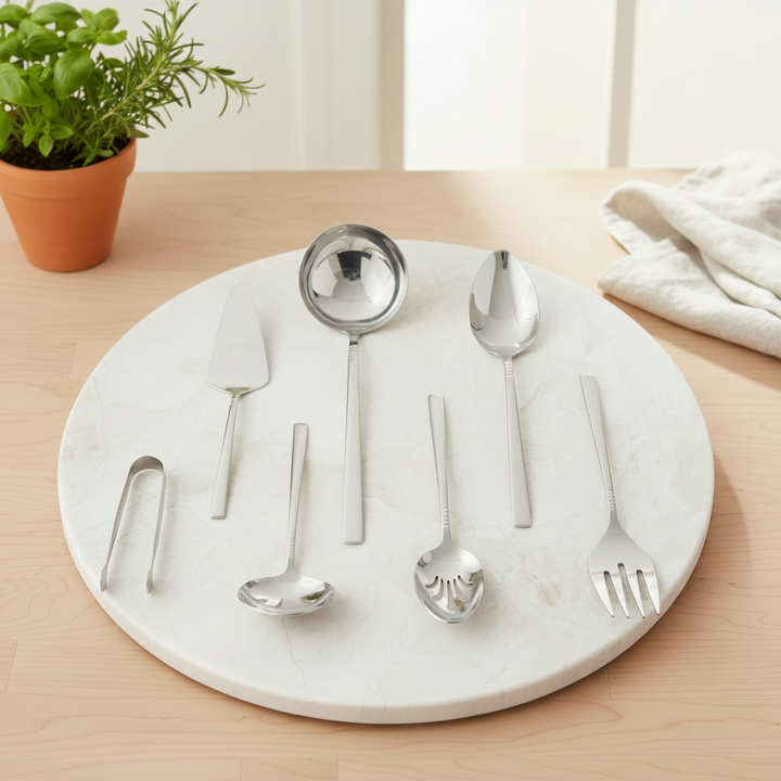 Karaca Elegance - Serveringsbestik - 7 dele | Rustfrit stål | Krom