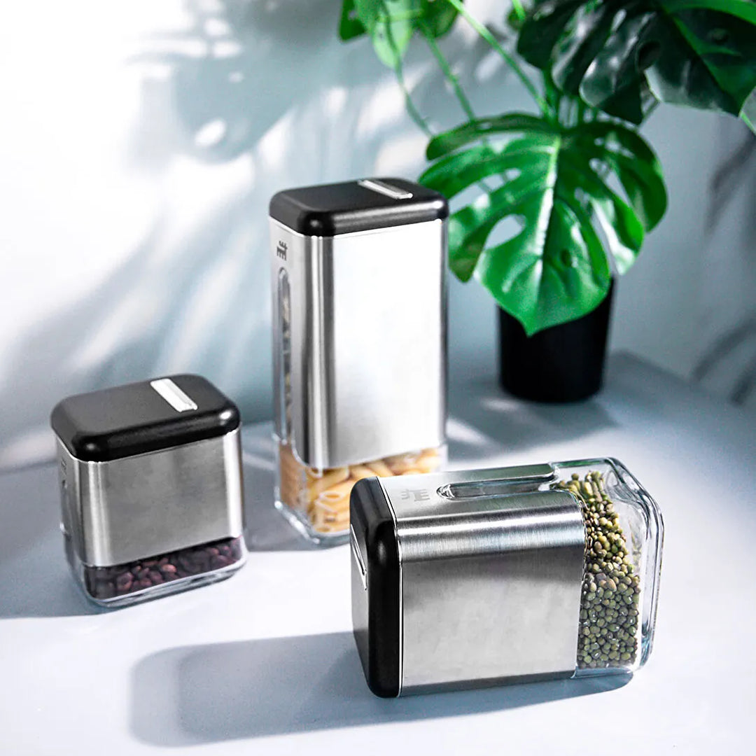 Karaca Shinex Inox Opbevaringssæt – 6 Dele i Glas & Rustfrit Stål