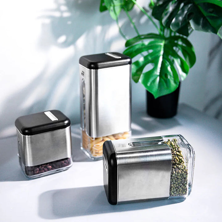 Karaca Shinex Inox Opbevaringssæt – 6 Dele i Glas & Rustfrit Stål