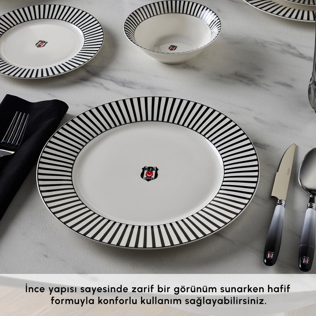 Karaca x Beşiktaş Forever Bone Spisestel – 24 Dele til 6 Personer