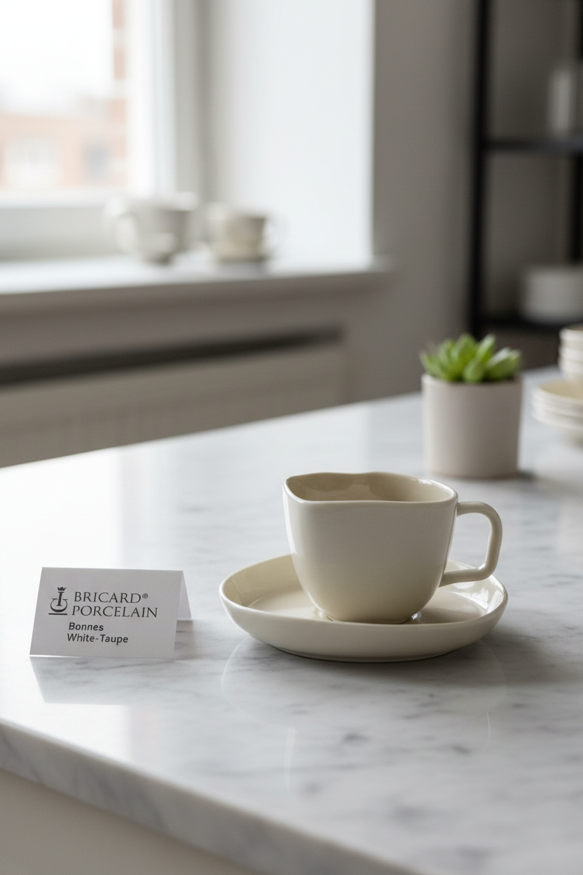 Bricard Bonnes White-Taupe espresso kaffekopper 12 dele - 6 personer