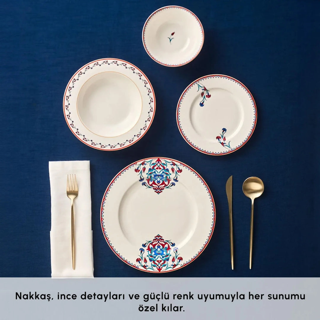 Karaca Forever Bone Nakkaş – 24 dele middagssæt til 6 personer