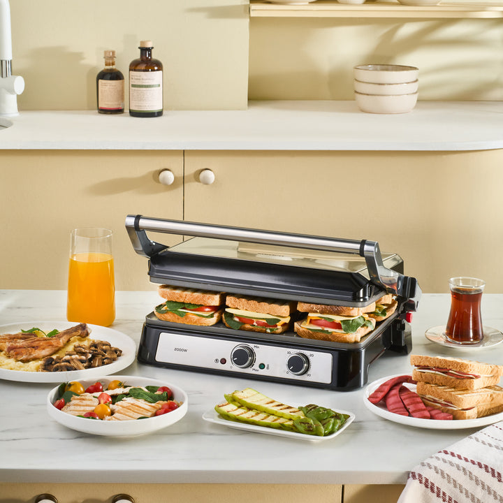 Emsan - Toastmate Grill &amp; Toastmaskine – 6 Skiver | Inox | 2000W