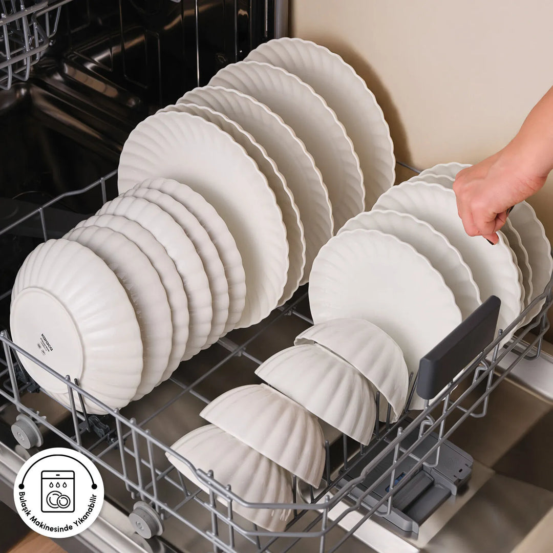 Karaca Stream Bone Umbrella – 53 dele Middagsservice til 12 personer, Hvid