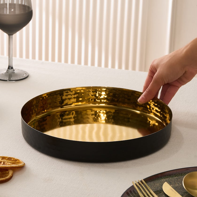 Karaca Arven Dekorativ Bakke – 26 cm - 18/10 Rustfrit Stål - Guld/Sort