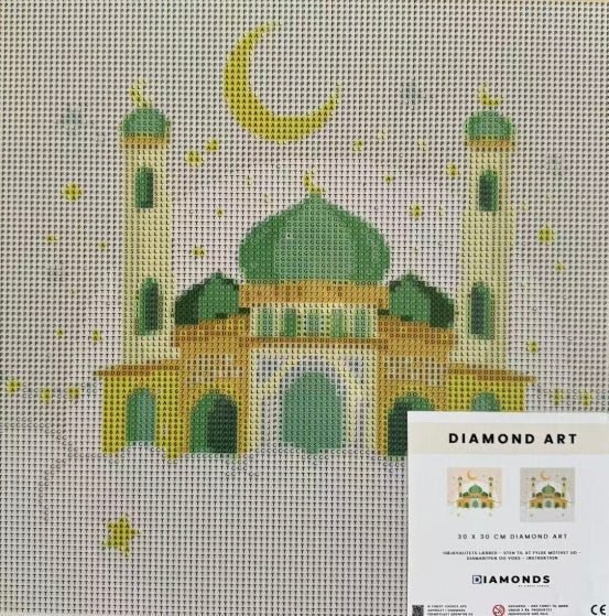 Diamond Art - Moské med Måne 30x30 cm - Grøn - Finest Choice