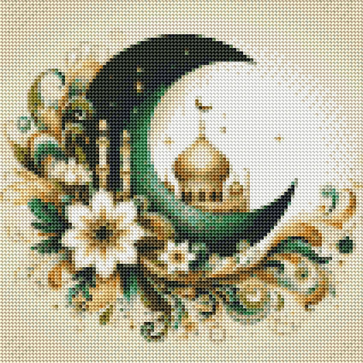 Diamond Art - Blomster og Måne 30x30 cm - Finest Choice