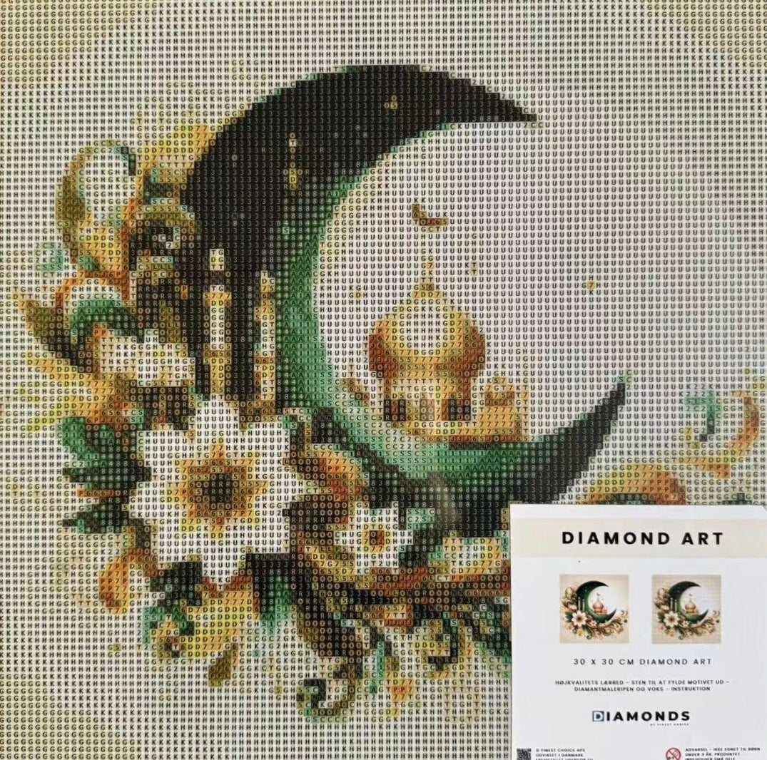 Diamond Art - Blomster og Måne 30x30 cm - Finest Choice